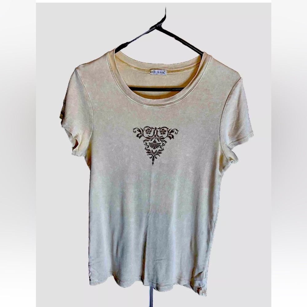 XCIT u.s.a. Ladies Causal Comfy Vintaged Weathered Tee XL Beige Sun Bleached